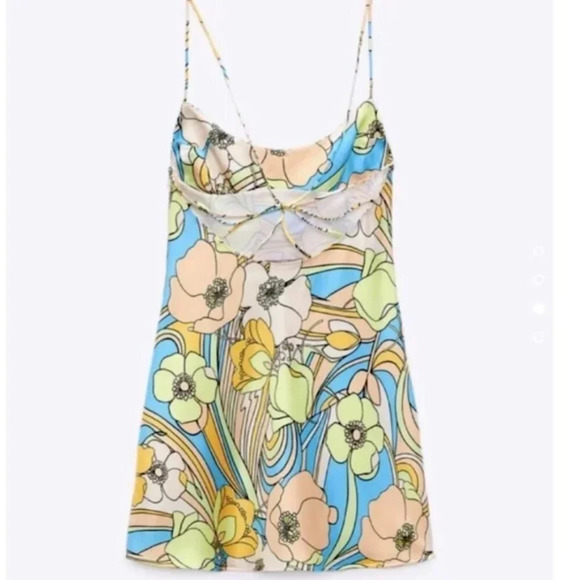 Zara Satin Effect  Print Mini Dress Blogger Fav Sz Medium - Picture 5 of 10